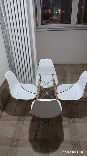 Стеклянный стол PT-151 80х80х76 clear glass / wood фото покупателя 23