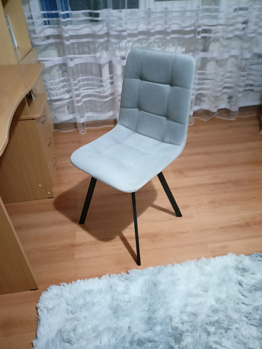 Стул на металлокаркасе Чилли К светло-серый велюр / черный каркас фото покупателя 1187