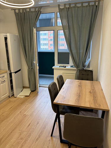 Стеклянный стол Фостер 120(160)х120х76 белый мрамор / черный фото покупателя 23