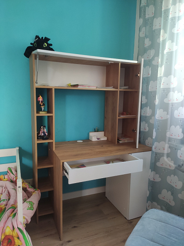 Письменный стол Комфорт 12.71 дуб золотой craft / белая аляска фото покупателя 77