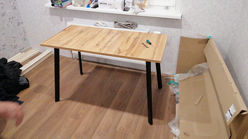 Стол Тринити Лофт 120 32 мм бетон / черный матовый фото покупателя 98