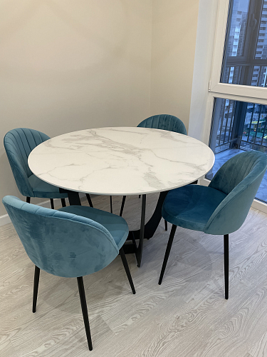 Стеклянный стол Венера белый мрамор / графит фото покупателя 2