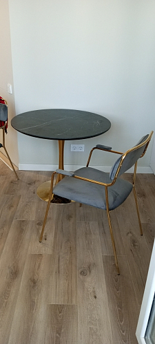 Стол Тулип 90х73 белый мрамор / золото фото покупателя 115