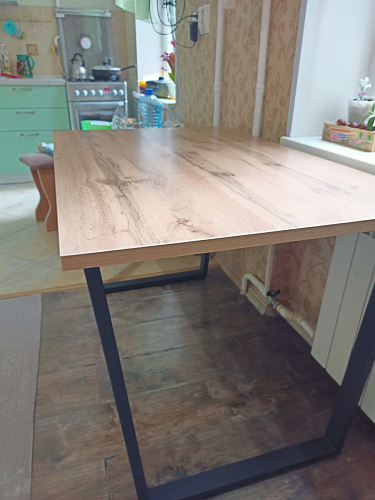 Стол Лота Лофт 140 25 мм черный матовый / дуб вотан фото покупателя 918