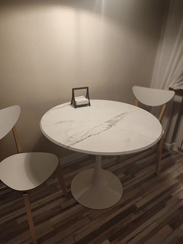 Стол Тулип 90х73 дуб вотан / белый  - Уцененный экземпляр фото покупателя 56