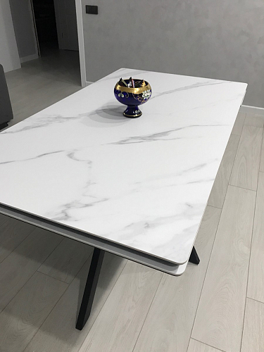 Керамический стол Вилли 140(200)х80 серый мрамор larka grey / черный фото покупателя 16