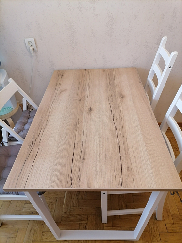 Деревянный стол Барон О 200 х 90 белая пленка шагрень / черный фото покупателя 83