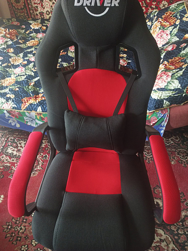 Компьютерное кресло Driver/Драйвер кожзам черный / ткань синий фото покупателя 82