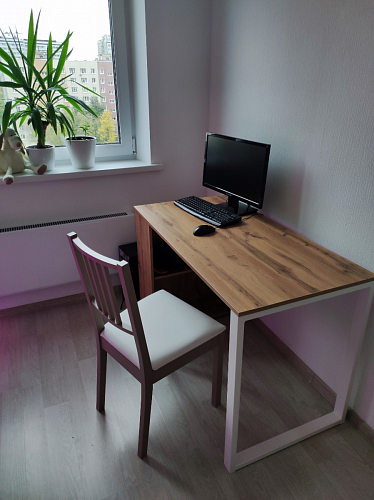 Письменный стол Битти Лофт 116х60х75 дуб вотан / белый матовый фото покупателя 12