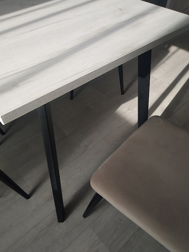 Деревянный стол Колон Лофт 120(160) х 75 черный матовый / бетон фото покупателя 3