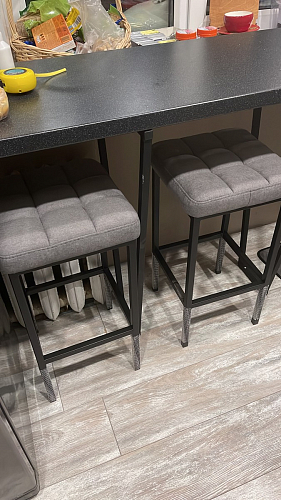 Барный стул Лофт кожзам темно-серый / черный матовый фото покупателя 26