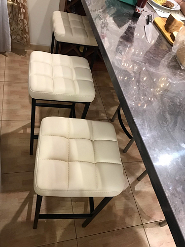 Барный стул Лофт кожзам темно-серый / черный матовый фото покупателя 44