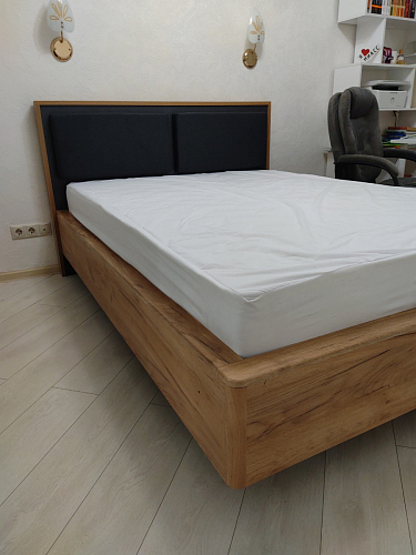 Двуспальная кровать Клауд 160х200 парящая дуб крафт золотой / антрацит фото покупателя 314