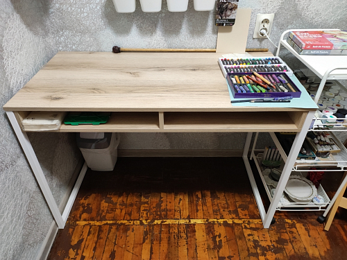 Письменный стол Леон Лофт дуб делано светлый / белый матовый фото покупателя 156