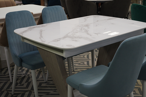 Стол на тумбе Петир 120(160)х80х75 серый / орех кантри из шоурума 5