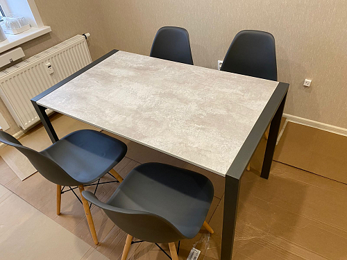 Стол Центавр 120(160)х70х75 файерстоун / черный матовый фото покупателя 86