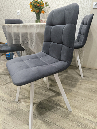 Стул на металлокаркасе Чилли К светло-серый велюр / черный каркас фото покупателя 385