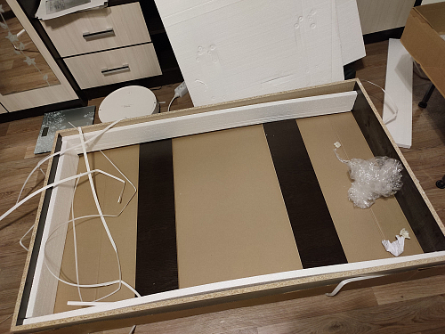 Стеклянный стол Давос бежевый мрамор / дуб монтана фото покупателя 4