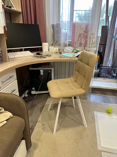 Стул на металлокаркасе Чилли К светло-серый велюр / черный каркас фото покупателя 592