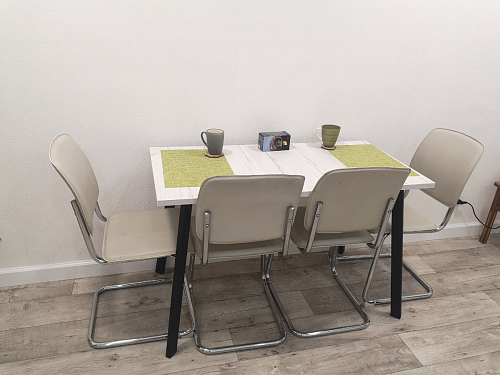 Стол Тринити Лофт 140 25 мм дуб делано темный / белый фото покупателя 173