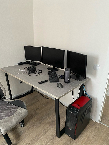 Стол Лота Лофт 140 25 мм черный матовый / бетон фото покупателя 6