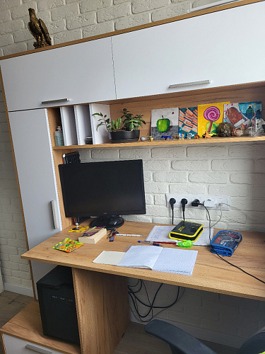 Письменный стол Лайт 03.243 дуб золотой (craft) / белый премиум фото покупателя 52