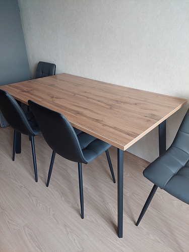 Стол Тринити Лофт 120 25 мм черный матовый / дуб делано светлый фото покупателя 6