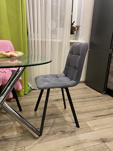 Стул на металлокаркасе Чилли К светло-серый велюр / черный каркас фото покупателя 1016