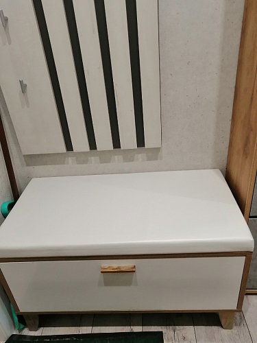 Обувница Эго Об-1 на ножках бетон светлый / белый глянец фото покупателя 1