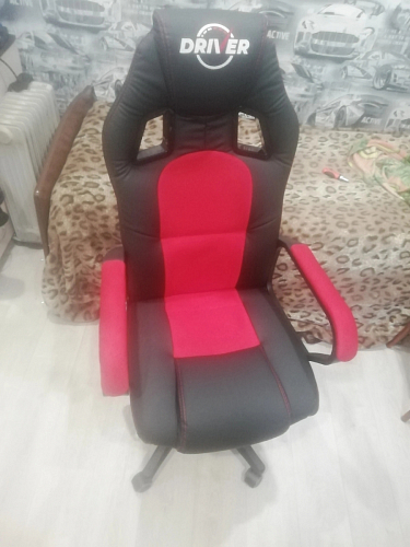 Компьютерное кресло Driver/Драйвер кожзам черный / ткань синий фото покупателя 127