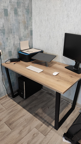 Стеклянный стол Фостер 120(160)х120х76 белый мрамор / черный фото покупателя 5