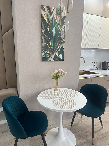 Стул на металлокаркасе Gabi 1 light blue / black / gold фото покупателя 585