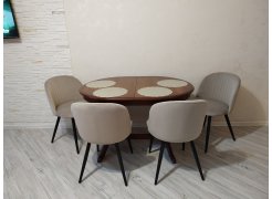 Стул на металлокаркасе Gabi 1 бежевый / черный с серебряными наконечниками фото покупателя 488