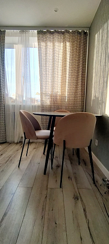 Стеклянный стол Абилин 100(140)х100х76 мрамор черный / черный матовый фото покупателя 11