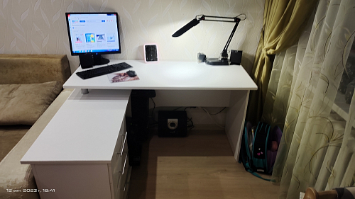 Компьютерный стол КСТ-109П правый дуб сонома / белый фото покупателя 93