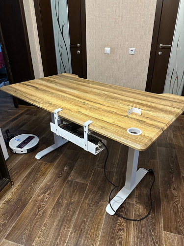 Компьютерный стол Маркос 140х80 голубой / черный фото покупателя 34