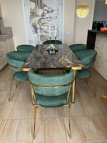 Стул на металлокаркасе Kamelia зеленый / золото фото покупателя 96