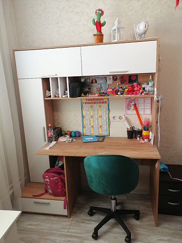 Письменный стол Лайт 03.243 дуб золотой (craft) / белый премиум фото покупателя 241