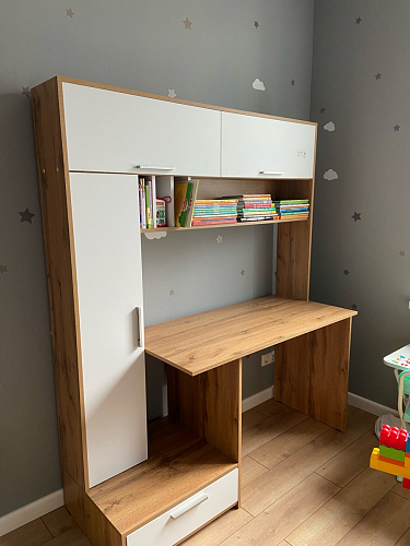 Письменный стол Лайт 03.243 дуб золотой (craft) / белый премиум фото покупателя 196