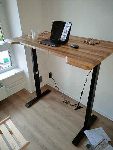 Компьютерный стол Маркос с механизмом подъема 140х80х75 орех кантри / белый фото покупателя 14