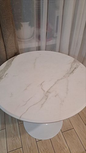 Стол Тулип 90х73 белый мрамор / золото фото покупателя 70