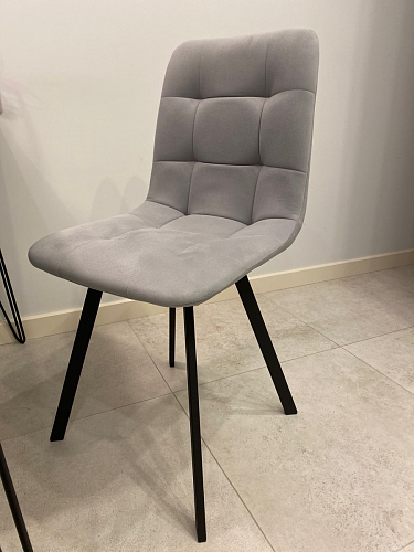 Стул на металлокаркасе Чилли К светло-серый велюр / черный каркас фото покупателя 484