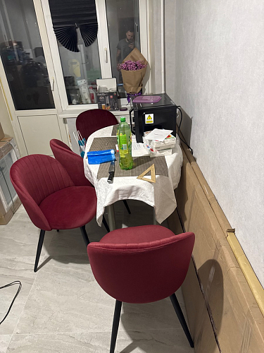 Стул на металлокаркасе Gabi 1 light blue / black / gold фото покупателя 576