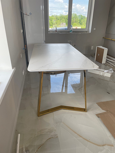 Керамический стол Селена 1 140х80 черный мрамор / золото фото покупателя 2