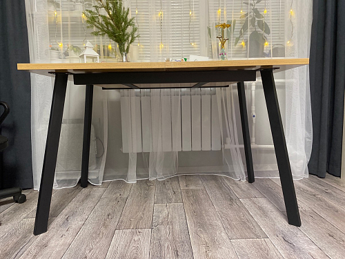 Деревянный стол Колон Лофт 120(160) х 75 черный матовый / бетон фото покупателя 75