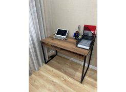 Письменный стол Леон Лофт дуб делано темный / черный матовый фото покупателя 124