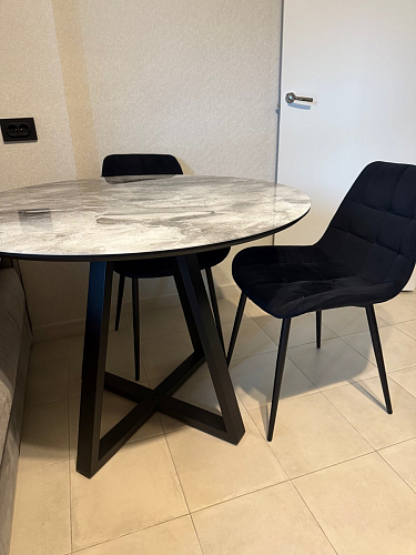 Стеклянный стол Норфолк d100 белый мрамор / черный фото покупателя 47