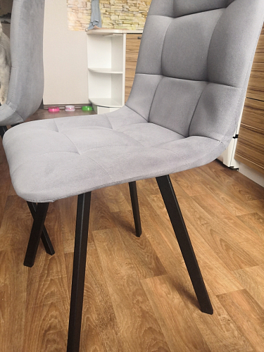 Стул на металлокаркасе Чилли К светло-серый велюр / черный каркас фото покупателя 1250