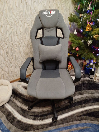 Компьютерное кресло Driver/Драйвер кожзам черный / ткань синий фото покупателя 19