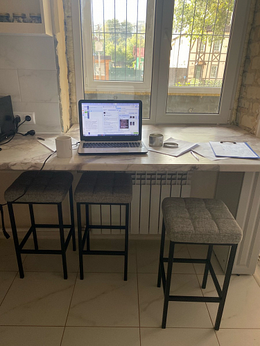 Барный стул Лофт ткань канди грей / черный матовый фото покупателя 258